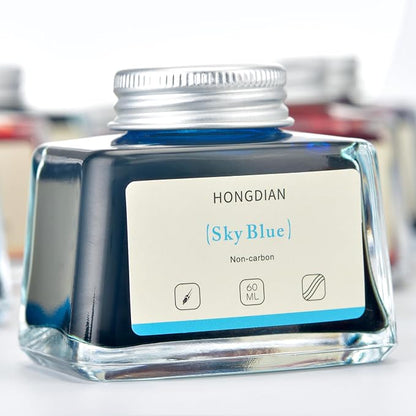 Hongdian Fountain Pen Bottled Ink Sky Blue Color, 60ml Non Carbon Inkwell Bottle - Image 4