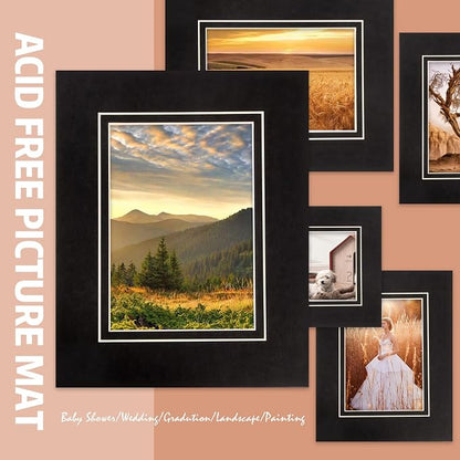 HOTUO 10 Pack Acid Free Black Picture Frame Mats, Pre-Cut 11x14 Picture Mats - Image 3