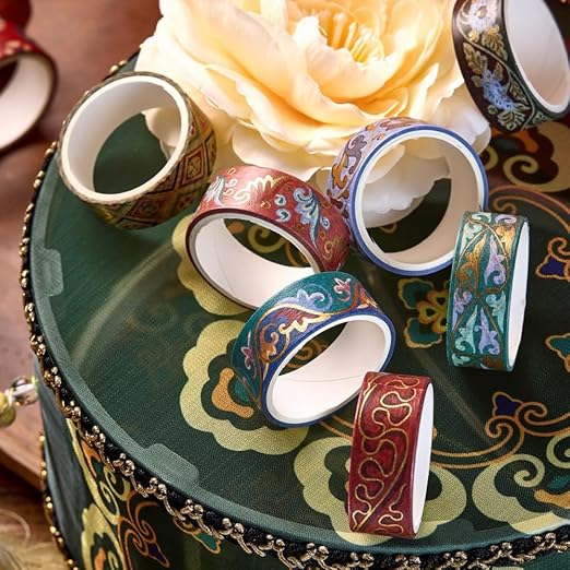 Washi Tape Set 10 Rolls, Chinoiserie Gold Foil Decorative Paper Sticker - Image 2
