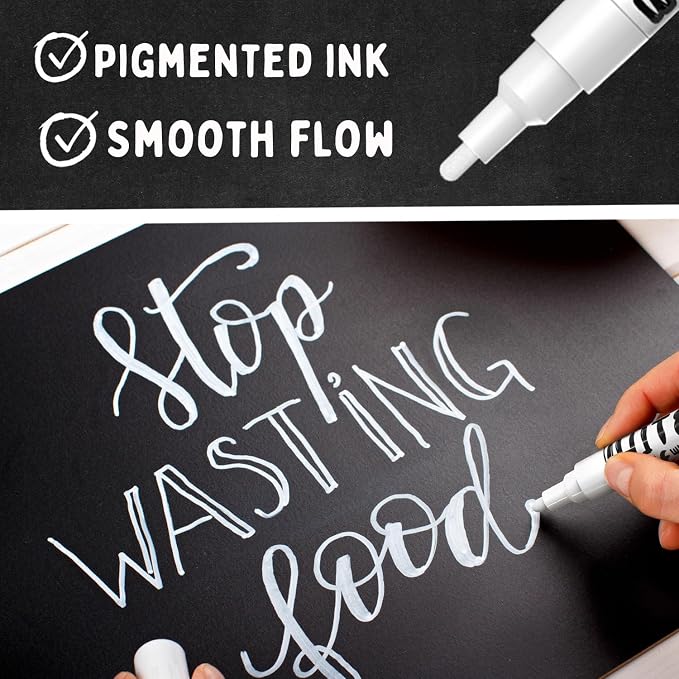 Chalkola 6 White Chalk Markers for Blackboard, Chalkboard Signs, Car Window - Image 3