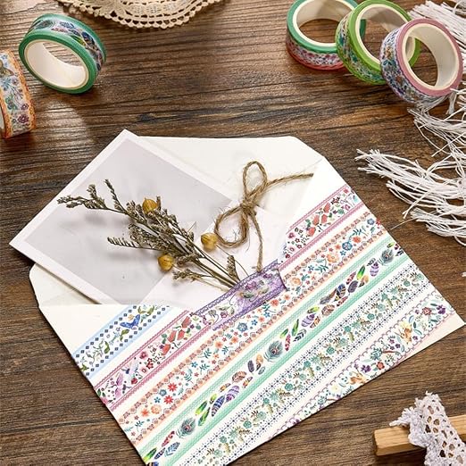 Washi Tape Set 10 Rolls, Embroidery Patterns Decorative Paper Sticker - Image 5