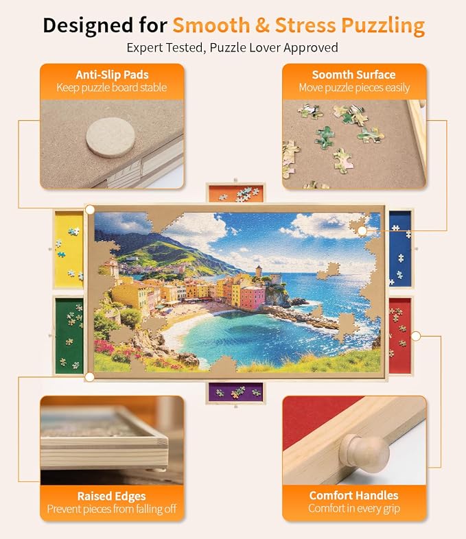 1000 Piece Rotating Puzzle Board Pro, Rubber Cover Mat, 360° Lasy Susan - Image 5