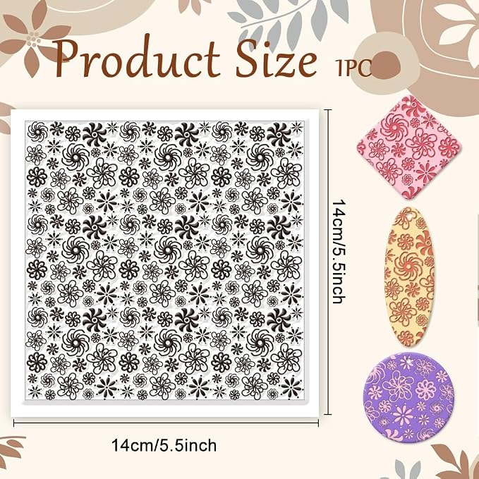 CHGCRAFT Plum Blossoms Polymer Clay Texture Sheets Art Rotation Flowers - Image 2