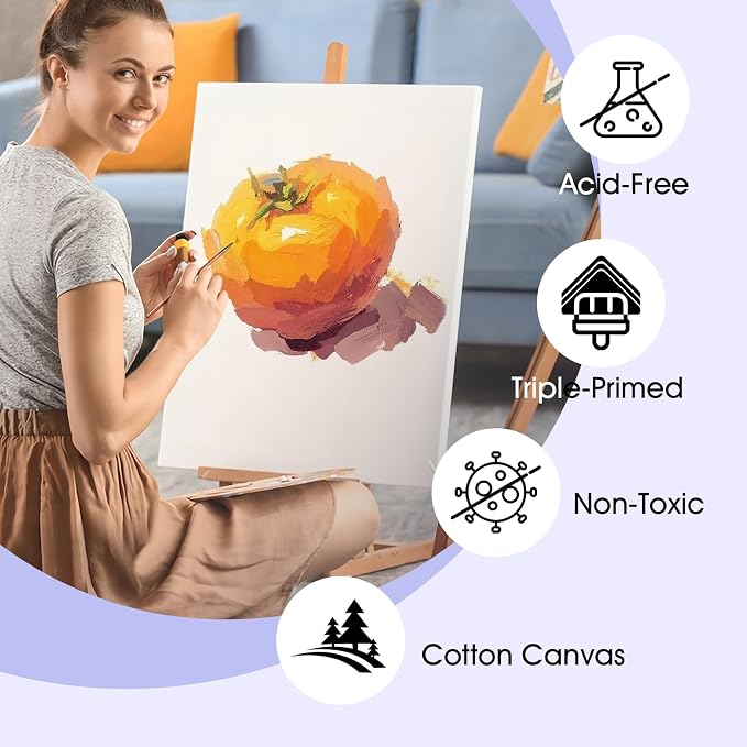ESRICH Stretched Canvas for Painting 12x16 Inch, 16 Pack Blank Canvas -5/8 in - Image 4