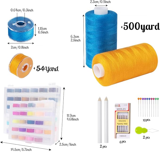 ilauke 60 Colors Sewing Thread, 400 Yards Per Yards Threads, Sewing Thread Kit - Image 2