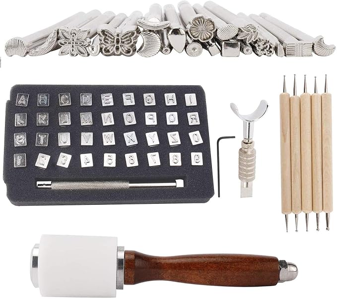 65PCS Leather Stamping Tool Leather Carving Working Saddle Making Tools DIY by Unknown