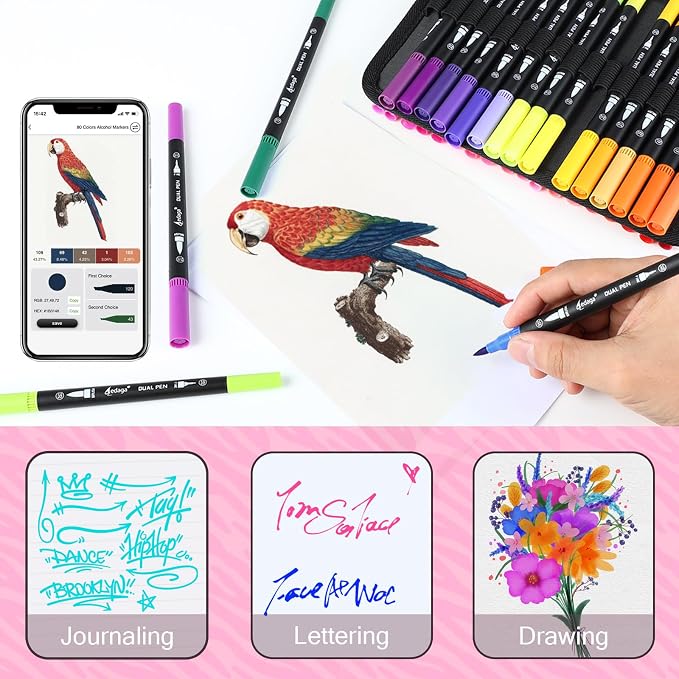 120 Colors Numbered Dual Tip Brush Pens - Image 5