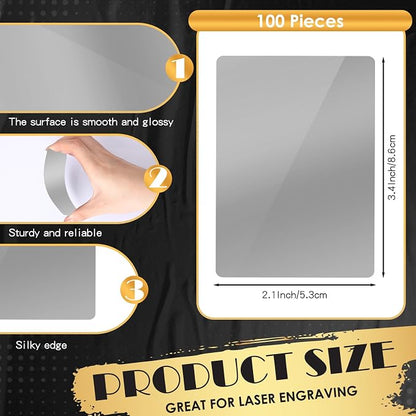 weparmeety 100 Pcs Sliver Metal Engraving Blanks Colorful Aluminum Sheet Laser - Image 2