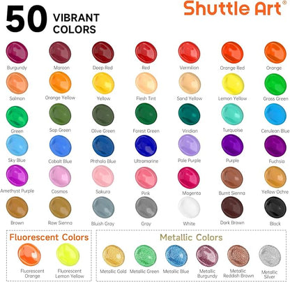 Shuttle Art Acrylic Paint, 50 Colors Acrylic Paint Set, 2oz/60ml Bottles - Image 2