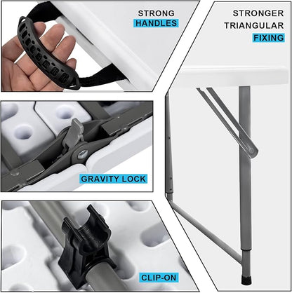 48" W x 24" D x 29.5" H - 4FT Adjustable Height Heavy Duty Plastic Fold-in-Half - Image 4