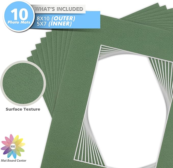 Mat Board Center, 8x10 for 5x7 Basque Green Color Mats - Image 3
