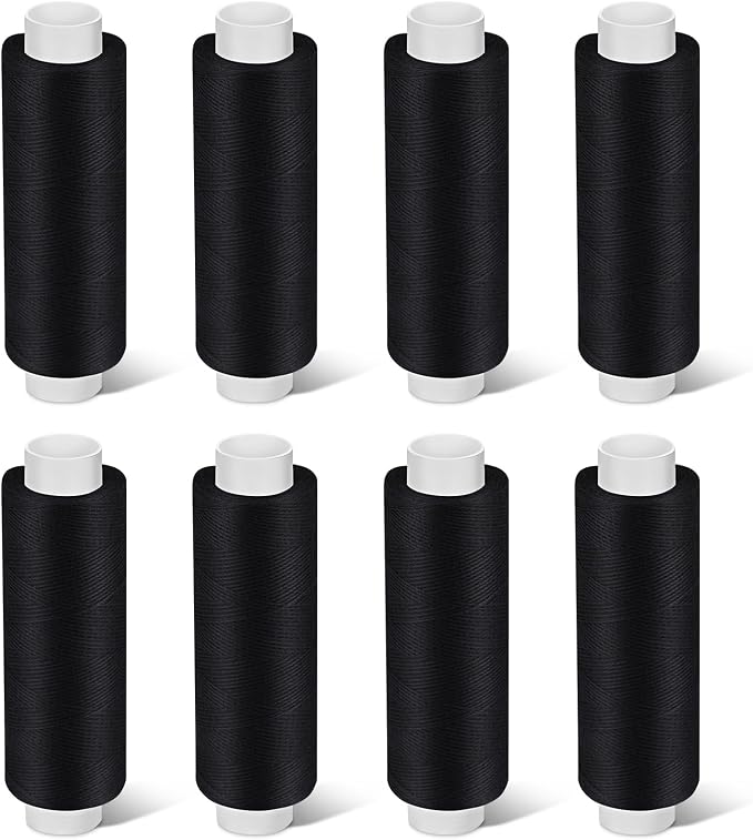 Bupete 8 Rolls Black Thread for Sewing, 200 Yards Each Roll Sewing Thread by Bupete