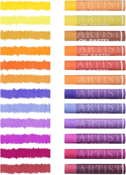 qianshan Soft Oil Pastels Set of 12 Colors, Non Toxic, Soft Texture Vibrant and by Bestartsuppliesforyou