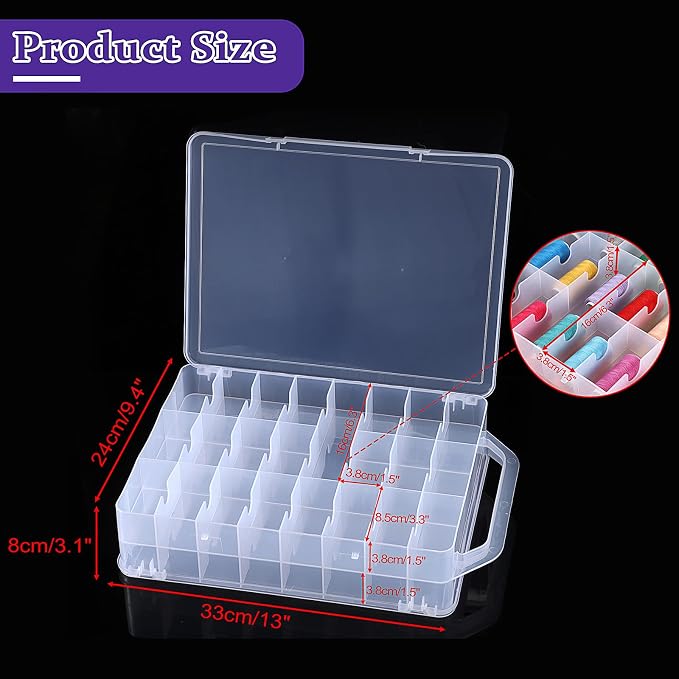 OwnMy 2 Pack 46 Grids Sewing Thread Organizer, Double-Sided Thread Spool - Image 3