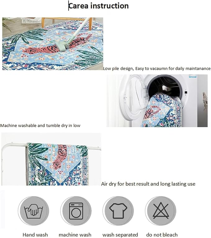 Tropical Jungle Rugs, 2x3 Faux Wool Botanical Boho Throw Rugs - Image 8