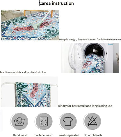 Tropical Jungle Rugs, 2x3 Faux Wool Botanical Boho Throw Rugs - Image 8