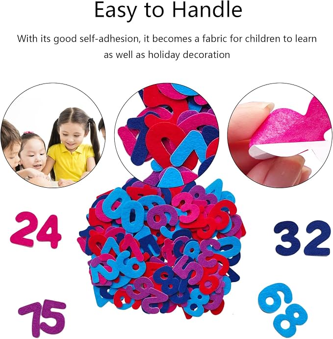 Number Stickers, Felt Stickers for Kids, Felt Numbers for Crafts, Craft - Image 3