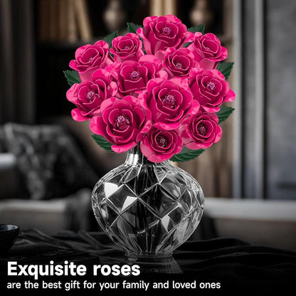 12 Everlasting Roses Bouquet Building Set, Gothic-Style Botanical Diary Series - Image 6