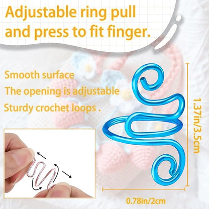 Hand Crochet Tension Rings Set, Adjustable Crochet Finger Guard, Yarn Tension - Image 4