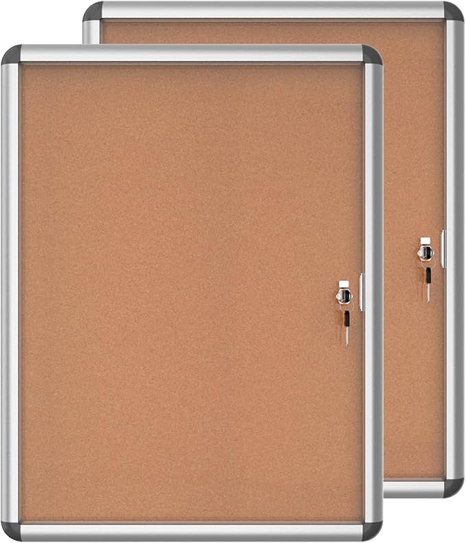 2 Pack 26"x20" Enclosed Bulletin Board, Lockable Weather-Resistant Aluminum by MifuroOfficeProduct