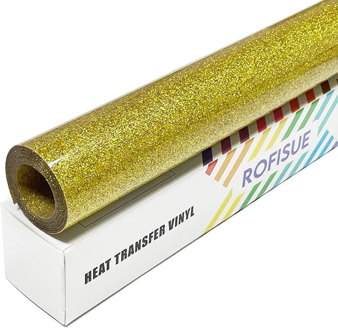 Gold Glitter Heat Transfer Vinyl 12Inch*6FT Glitter Iron on Vinyl by Unknown