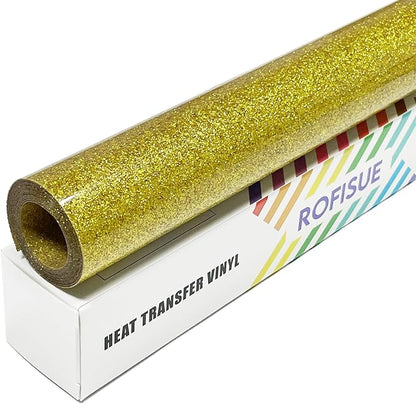 Gold Glitter Heat Transfer Vinyl 12Inch*6FT Glitter Iron on Vinyl by Unknown