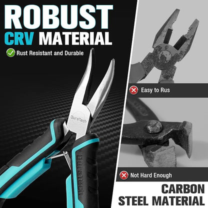 DURATECH Mini Pliers Set, CRV Construction, Includes Needle Nose, Long Nose - Image 4