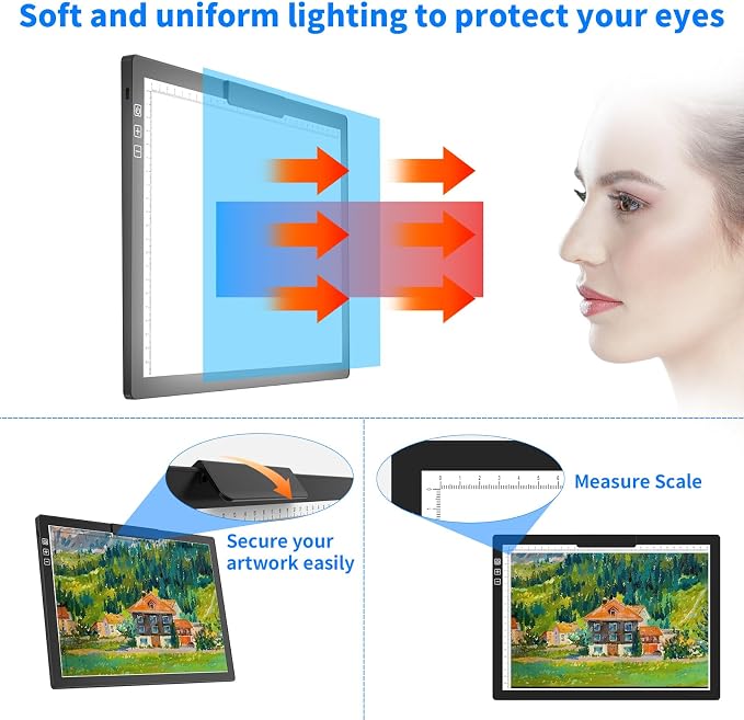 HIUKCOLED Rechargeable A4 Light Pad, Battery Powered Light Board - Image 3