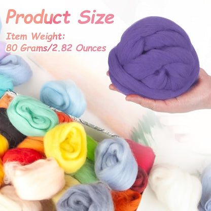 PATIKIL Wool Roving Yarn, 80G/2.82OZ Soft Felting Wool Pure Chunky Roving Yarn - Image 2