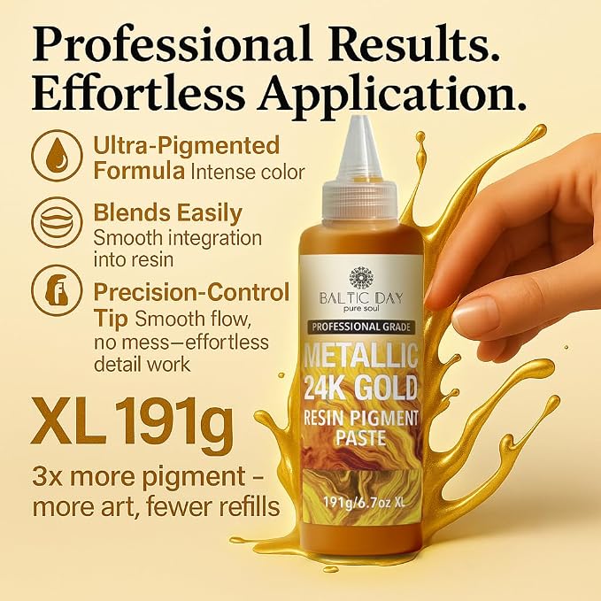 Metallic 24K Gold Epoxy Resin Pigment Paste XL – Opaque Epoxy Dye & High - Image 2