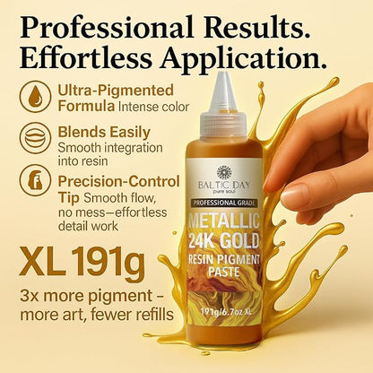 Metallic 24K Gold Epoxy Resin Pigment Paste XL – Opaque Epoxy Dye & High - Image 2