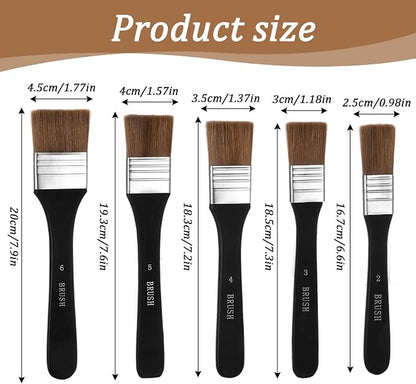 5Pcs Wide Flat Paint Brushes, Oil Art Brushes Set - Image 4