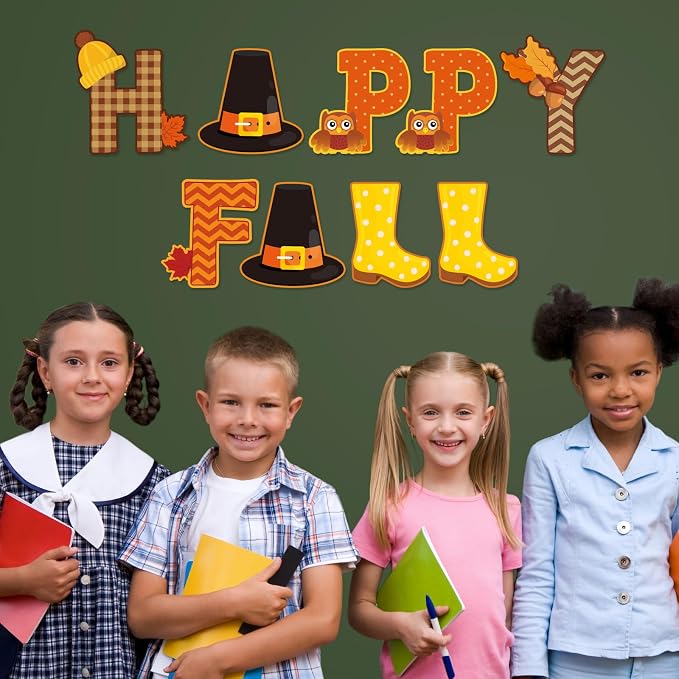 Faccito 176 Pcs Fall Bulletin Board Decorations Letters Numbers Alphabet Autumn - Image 6