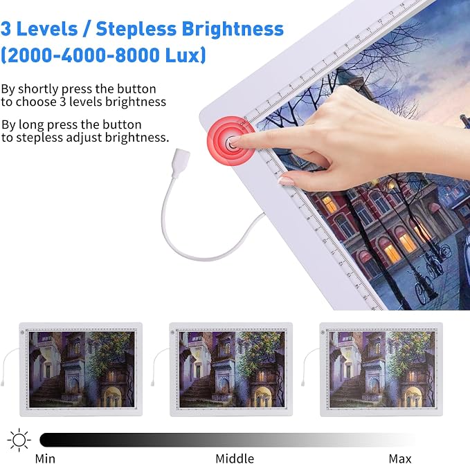 A3 Light Pad with Foldable Stand, UL Certified Adapter, 8000 Lux Super Bright - Image 2