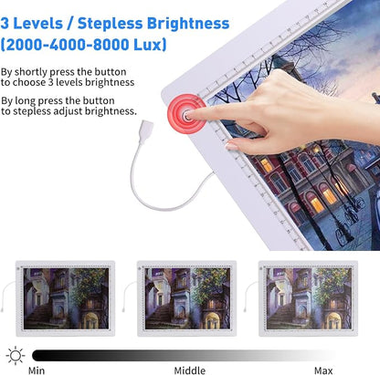A3 Light Pad with Foldable Stand, UL Certified Adapter, 8000 Lux Super Bright - Image 2