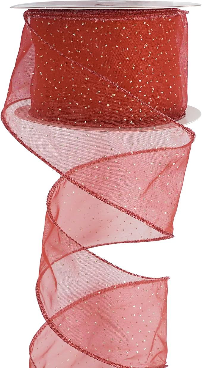 MEEDEE Red Gold Wired Ribbon by MEEDEE