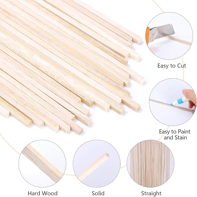 140 Pcs Balsa Wood Sticks 1/8 x 1/8 x 12 Inch, Square Dowel Rods Wood Strips - Image 3