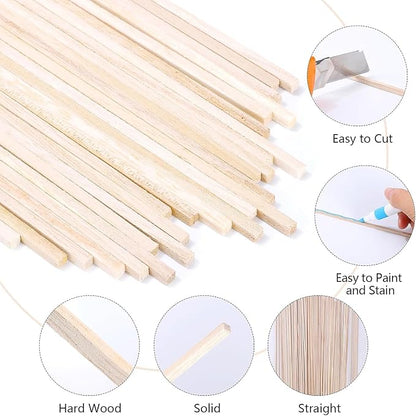 140 Pcs Balsa Wood Sticks 1/8 x 1/8 x 12 Inch, Square Dowel Rods Wood Strips - Image 3