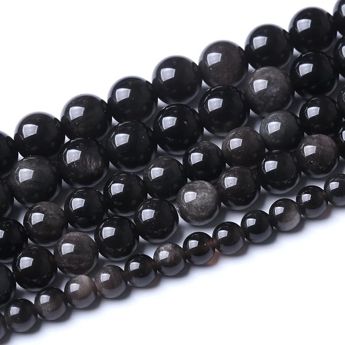 45pcs 8mm AAA Natural Obsidian Stone Beads Gemstone Round Loose Beads - Image 3
