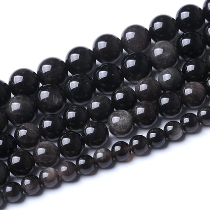 60pcs 6mm AAA Natural Obsidian Stone Beads Gemstone Round Loose Beads - Image 2
