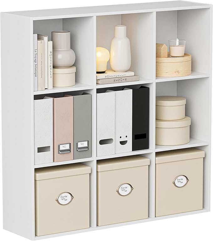 Wooden Storage Organizer with Closed Back Panel, 11in Cube Shelf Opening by VDNEND