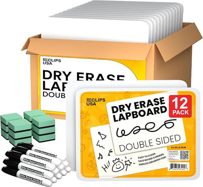 Dry Erase Board, Dry Erase Lap Boards, Small White Boards Dry Erase, 9” x 12” by E-CLIPSUSA
