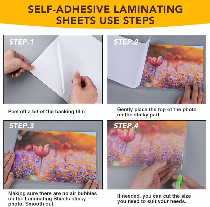 80 PCS Self-Adhesive Laminating Sheets, 9 x 12 Inches Clear Laminating Sheets - Image 3
