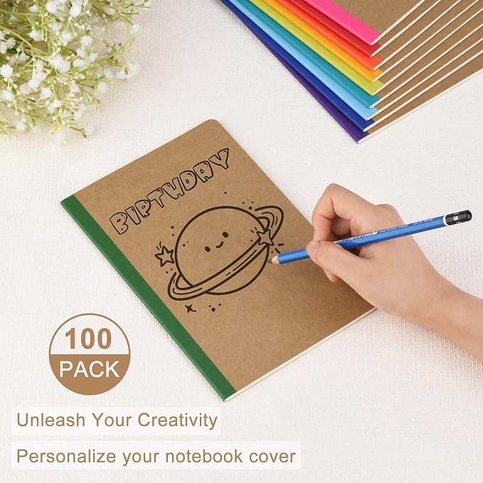 ZCZN Composition Notebooks Bulk, A5 Kraft Cover Lined Journals - Image 4
