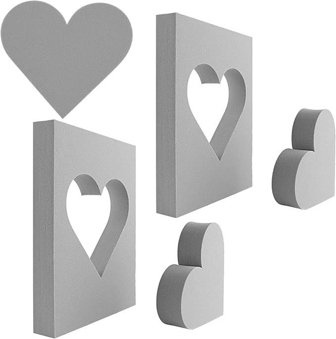BAOFALI 2 Pcs Heart Cut Stamping Foam Grey Moldable Foam Stamps Plastic Dry by BAOFALI