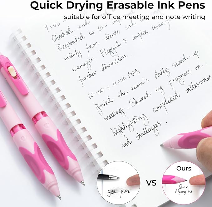M&G 3 PCS Retractable Erasable Gel Pens, 0.5mm Black Ink Gel Pen, Fine Point - Image 4