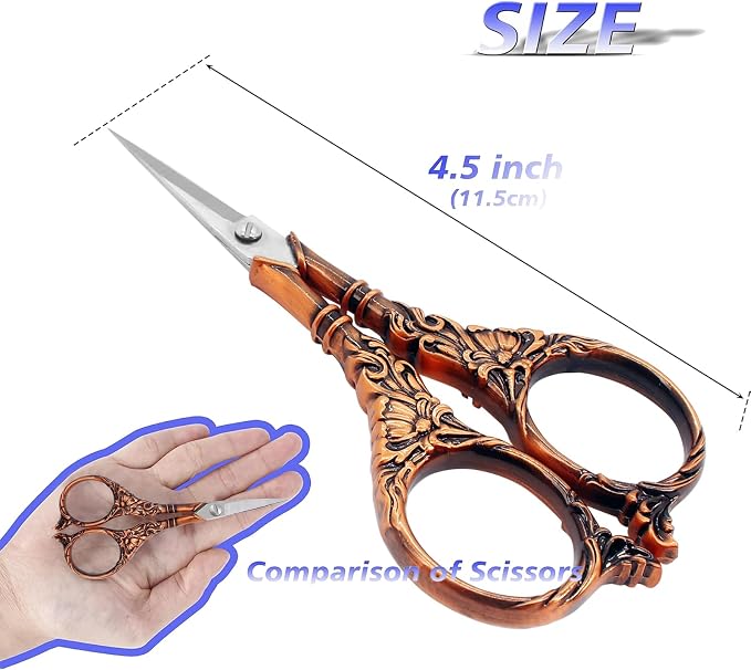 BIHRTC 4.5Inch Vintage Crochet Embroidery Scissors Small Sharp Pointed - Image 2