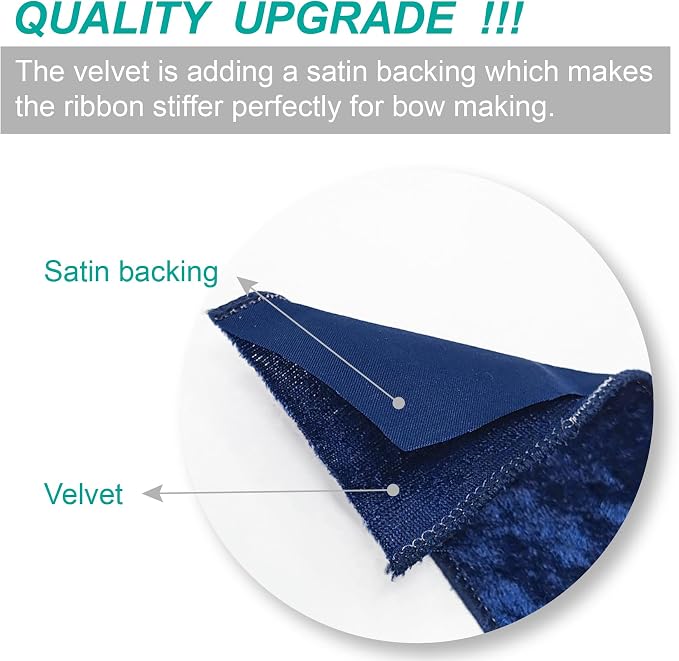 Navy Velvet Ribbon 2.5 Inch x 10 Yards - Image 2