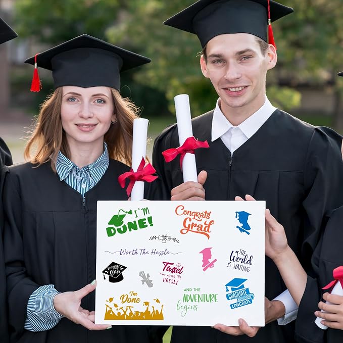 Whaline 4 Sheet Graduation Words Clear Stamps Congrats Grad Cap Silicone - Image 4