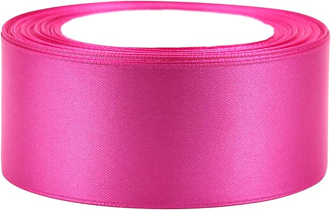Hot Pink Solid Satin Ribbon 1-1/2 Inch 25 Yards Solid Polyester Fabric Ribbon - Image 3